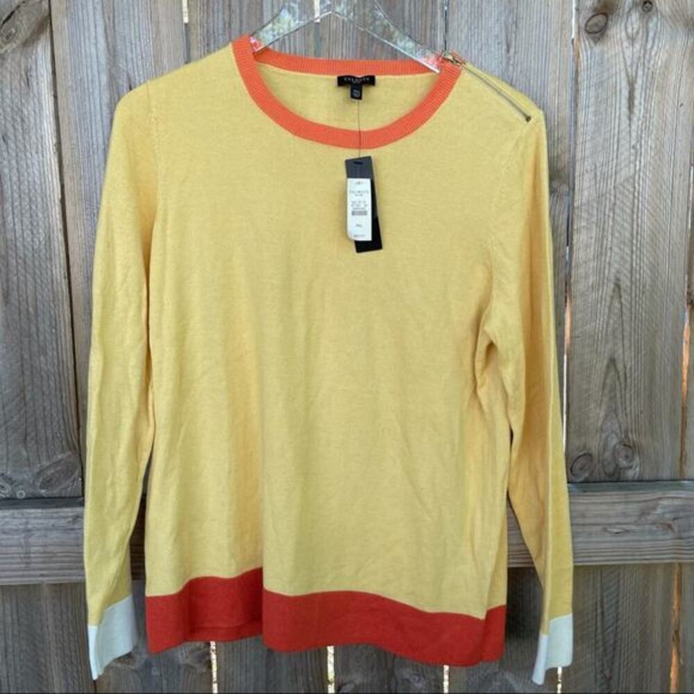 Talbots Sweater Pullover Crew Neck Zip Shoulder Lightweight XL Petite NWT